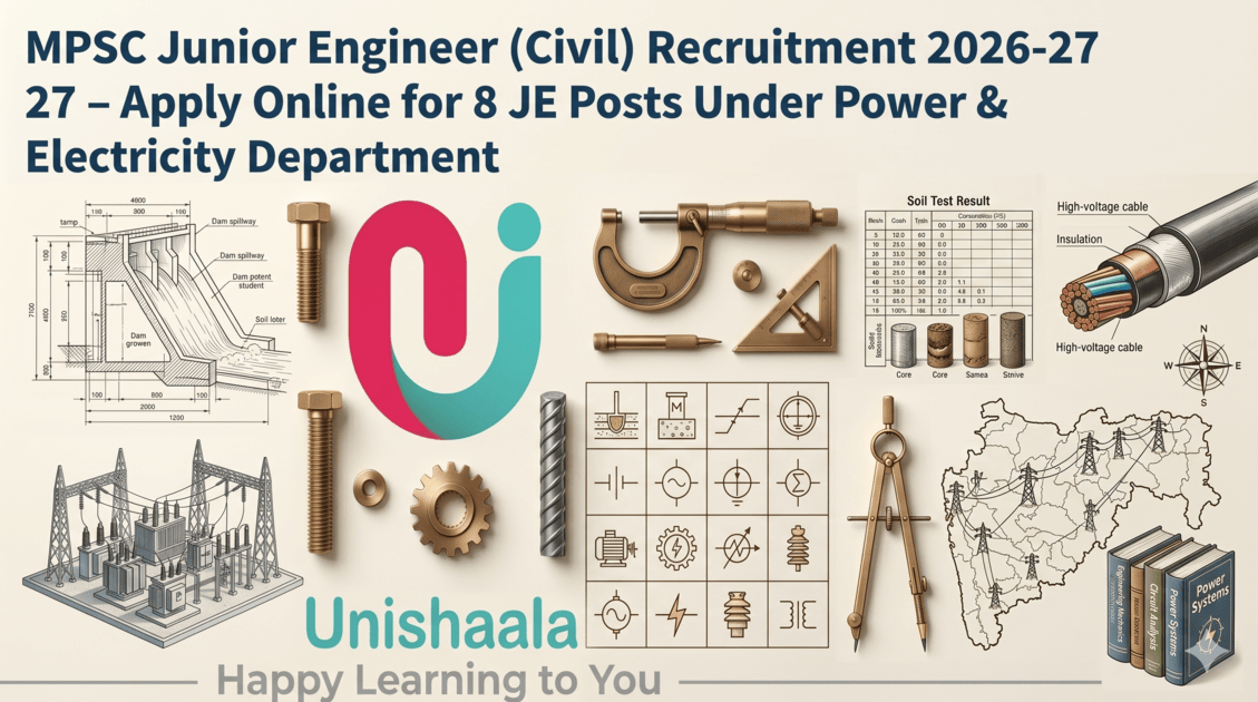 MPSC Junior Engineer (Civil) Recruitment 2026-27 – Apply Online for 8 JE Posts Under Power & Electricity Department